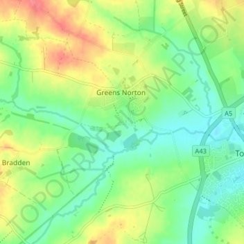 Mapa topográfico Bengal, altitud, relieve