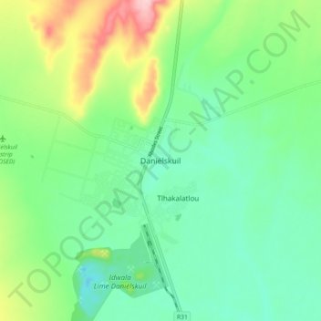Mapa topográfico Daniëlskuil, altitud, relieve