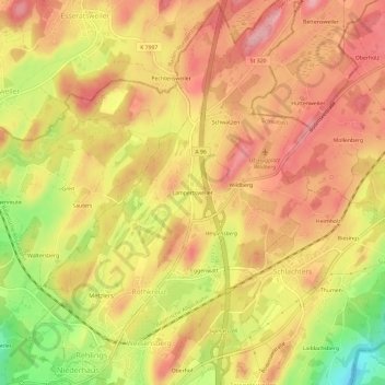 Mapa topográfico Lampertsweiler, altitud, relieve