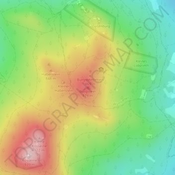 Mapa topográfico Burgstein, altitud, relieve