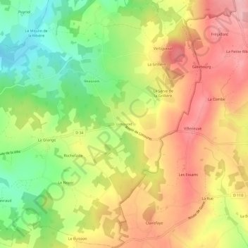 Mapa topográfico Limouret, altitud, relieve