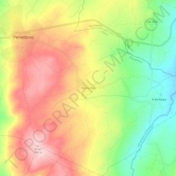 Mapa topográfico Ferronha, altitud, relieve