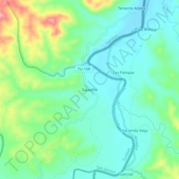 Mapa topográfico Saladillo, altitud, relieve