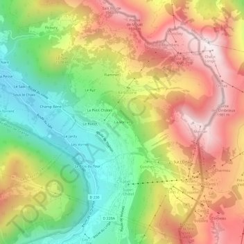 Mapa topográfico La Vorraz, altitud, relieve
