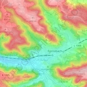 Mapa topográfico Beilsbach, altitud, relieve