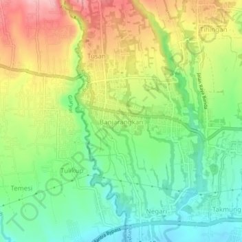 Mapa topográfico Banjarangkan, altitud, relieve