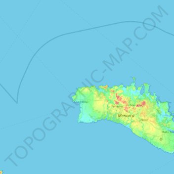 Mapa topográfico Minorca, altitud, relieve
