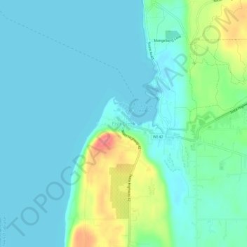 Mapa topográfico Fish Creek, altitud, relieve