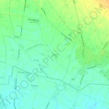 Mapa topográfico Colla, altitud, relieve