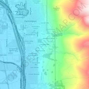 Mapa topográfico Lakeview Hills, altitud, relieve