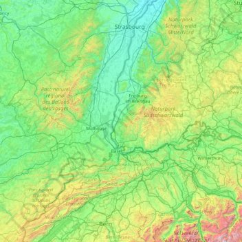 Mapa topográfico Markgräflerland, altitud, relieve
