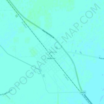 Mapa topográfico Malbrán, altitud, relieve