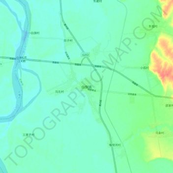 Mapa topográfico Baiqi, altitud, relieve