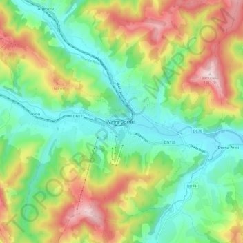 Mapa topográfico Vatra Dornei, altitud, relieve
