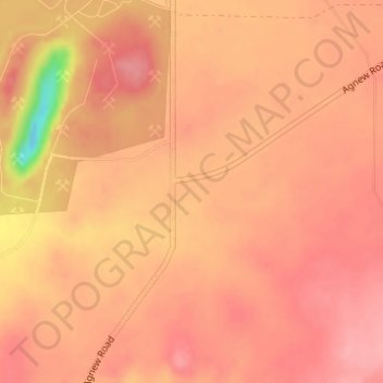 Mapa topográfico Agnew, altitud, relieve