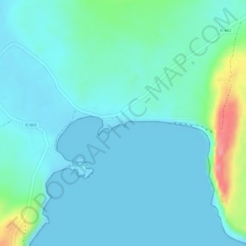 Mapa topográfico Playa Roja, altitud, relieve
