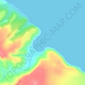 Mapa topográfico Moloaʻa Bay, altitud, relieve