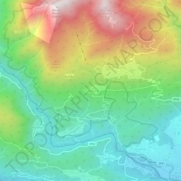 Mapa topográfico Ungiasca, altitud, relieve