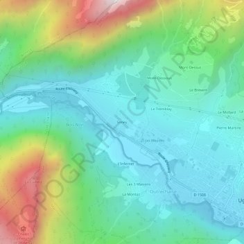 Mapa topográfico Soney, altitud, relieve