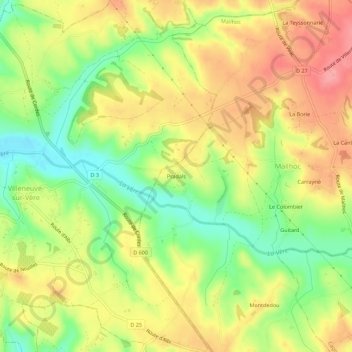 Mapa topográfico Pradals, altitud, relieve