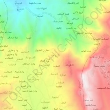 Mapa topográfico الدوحة, altitud, relieve