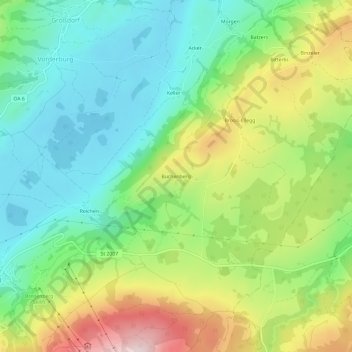 Mapa topográfico Buchenberg, altitud, relieve