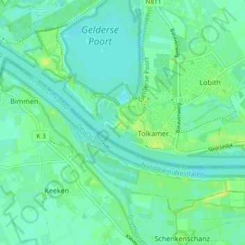 Mapa topográfico Tuindorp, altitud, relieve