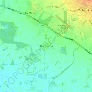 Mapa topográfico Allerthorpe, altitud, relieve