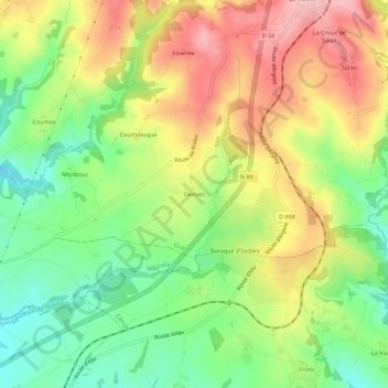 Mapa topográfico Demies, altitud, relieve