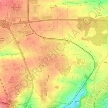 Mapa topográfico Jungingen, altitud, relieve