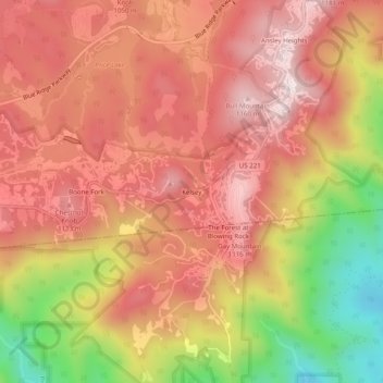 Mapa topográfico Kelsey, altitud, relieve
