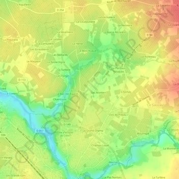 Mapa topográfico La Brebionnière, altitud, relieve