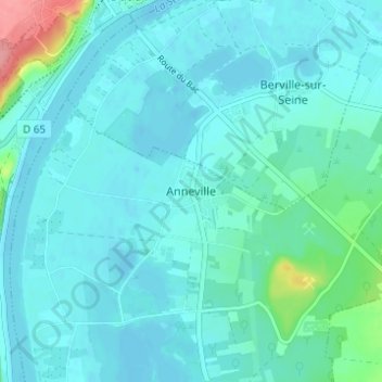 Mapa topográfico Anneville, altitud, relieve