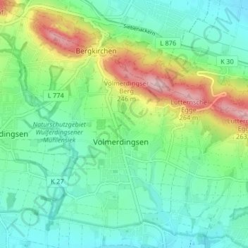 Mapa topográfico Wittekindshof, altitud, relieve