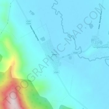Mapa topográfico Kiewa, altitud, relieve