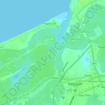 Mapa topográfico Lomboy, altitud, relieve