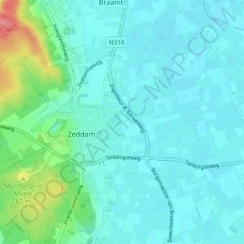 Mapa topográfico Vinkwijk, altitud, relieve
