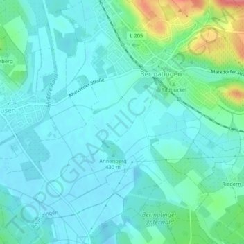 Mapa topográfico Hard, altitud, relieve