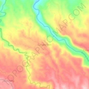 Mapa topográfico Colawingon, altitud, relieve