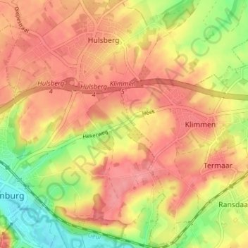 Mapa topográfico Heek, altitud, relieve