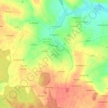 Mapa topográfico La Croix Chemin, altitud, relieve