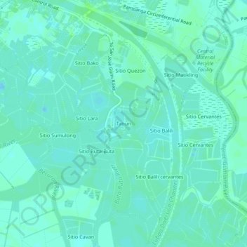 Mapa topográfico Tabun, altitud, relieve