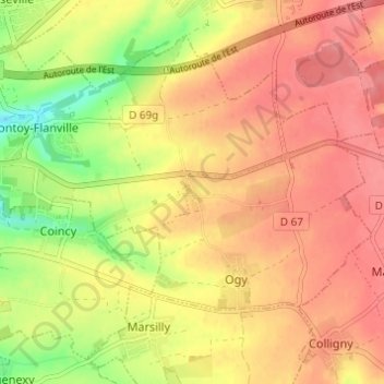 Mapa topográfico Saint-Agnan, altitud, relieve
