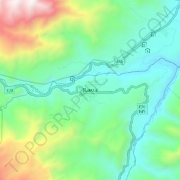 Mapa topográfico Baeza, altitud, relieve