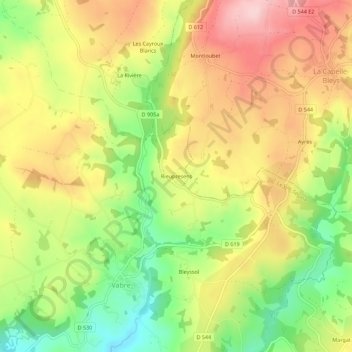 Mapa topográfico Rieupresens, altitud, relieve