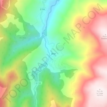 Mapa topográfico Silván, altitud, relieve