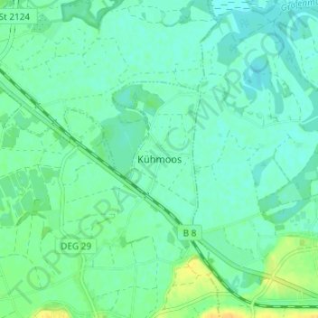 Mapa topográfico Kühmoos, altitud, relieve