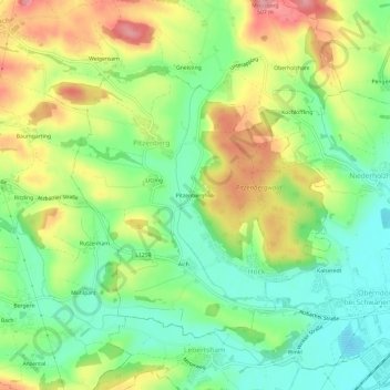 Mapa topográfico Pitzenbergholz, altitud, relieve
