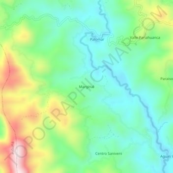 Mapa topográfico Marginal, altitud, relieve
