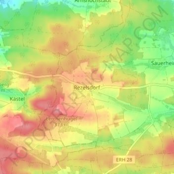 Mapa topográfico Rezelsdorf, altitud, relieve